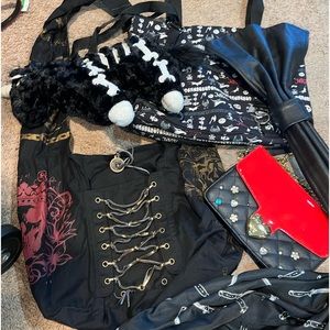 Huge lot of gothic accessories and purses Betsey Johnson